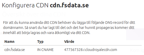 Konfigurera CDN hos Cloud Royale